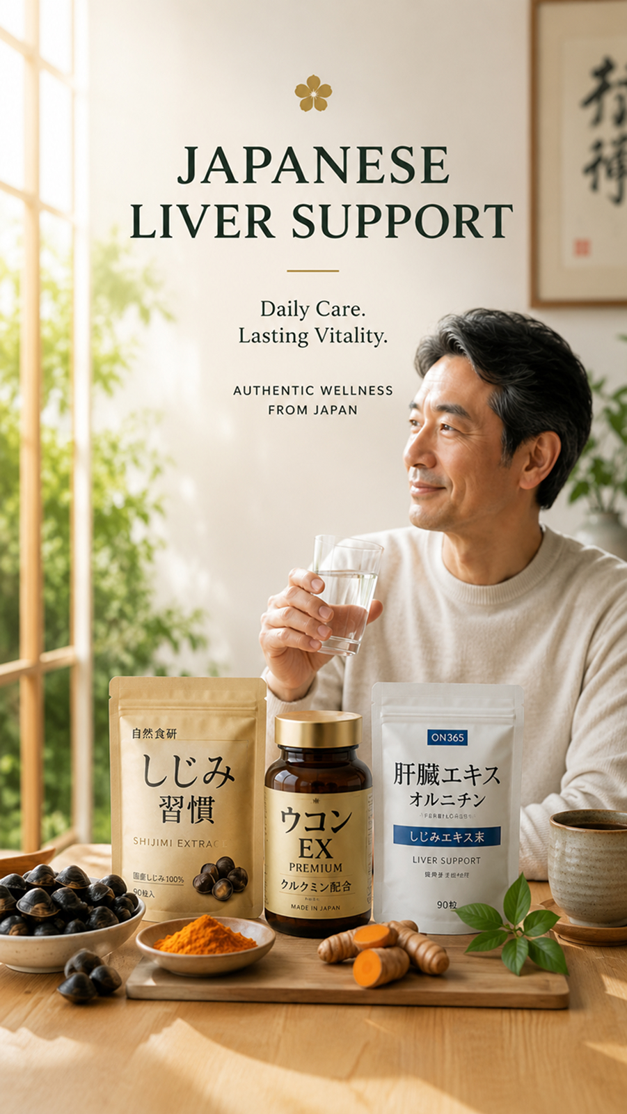 Japanese liver support supplements for liver health, detox support, and alcohol metabolism.