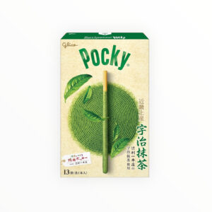 Glico Pocky Uji Matcha - Japanese chocolate-covered sticks with matcha, 13 packets